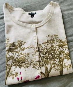 Talbot Petite Design Art Nature, Sweater Cardigan, Sz XL/P ( Preowned) - Picture 1 of 13
