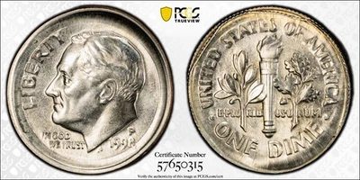 1998-P Broadstruck Roosevelt Dime Error Coin PCGS MS 62 With Trueview - Image 1 of 4