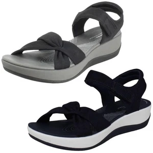 Ladies Clarks Cloudsteppers Washable Textile Strappy Wedge Sandals *Arla Daisy* - Picture 1 of 19