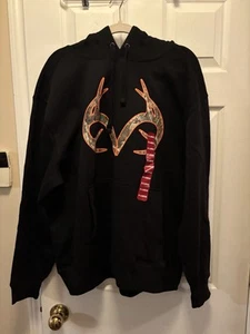 Real Tree APX Camo With Orange Trimmed Logo Fleece Lined Black Hoodie XL BNWT - Picture 1 of 10