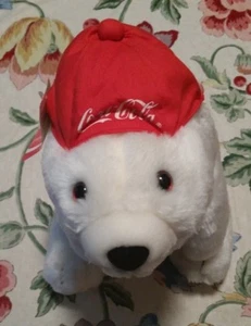 NWT Coca-Cola 1993 12" Polar Bear With Baseball Cap - Picture 1 of 5