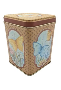 Vintage Butterfly Tin Peach Blue Green Yellow Princeton Industries Corp Indiana  - Imagen 1 de 12