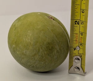 Vintage Green Hand Painted Italian Alabaster Stone Fruit Greengage Plum 9oz - Picture 1 of 10