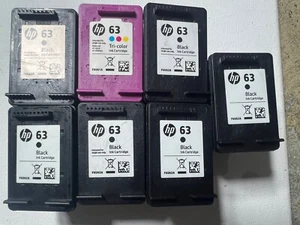 HP 63 puste czarne i kolorowe wkłady atramentowe partia 7 jak jest - Zdjęcie 1 z 5
