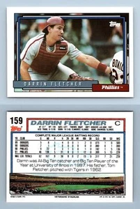 Darrin Fletcher - Phillies #159 Topps 1992 Baseball Trading Card - Picture 1 of 1