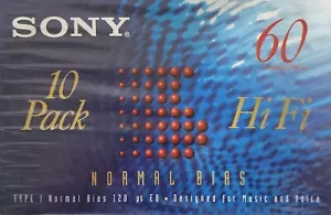 10 Pack of Blank Sony Hi-Fi C-60HFB Audio Cassettes Normal Bias Type 1 - Foto 1 di 5