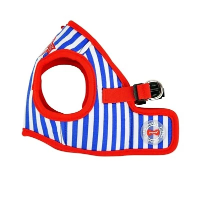 Chaleco Arnés Puppia Perro, Sin Tirar Azul Rojo Rayas Deportivo, Pequeño Se Ajusta 12-13" Pecho Foto 1 de 4