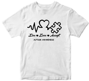 Live Love Accept Autism Awareness T-shirt Raise Together Kids Birthday Gifts - Picture 1 of 14