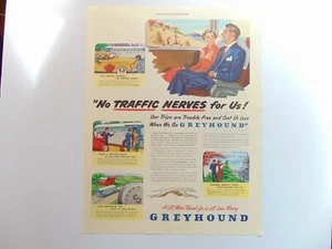 1949 GREYHOUND BUS TRAVEL No Traffic Nerves For Couple vintage art print ad - Picture 1 of 1