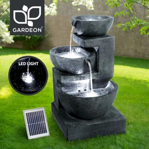 Gardeon Solar Fountain Water Feature Bird Bath Outdoor LED Lights 3-Tier Blue - Picture 1 of 9