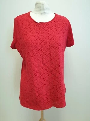 V316 WOMENS RALPH LAUREN RED CREW NECK T-SHIRT UK XL 14 EU 42 - Image 1 of 4
