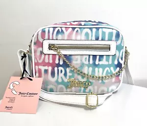 Borsa a mano JUICY COUTURE bianca multi ombra logo a tracolla fotocamera nuova con etichette - Foto 1 di 5