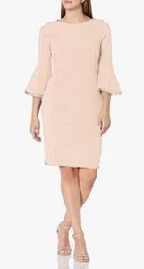 Calvin Klein Dress Womens 6 Pink Flared Half Sleeve - Picture 1 of 5