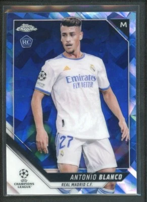 2022 ANTONIO BLANCO TOPPS CHROME UEFA CHAMPIONS LEAGUE ROOKIE RC BLUE SAPPHIRE - Image 1 of 2