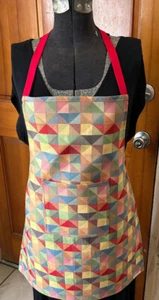Handmade Artist Apron- Multi-Color Triangle w/ Red Tie Design- ALL NEW MATERIAL - Bild 1 von 3