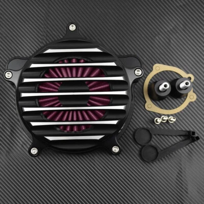 Chrome Stripe Air Cleaner Red Air Filter Fit For Harley Dyna 00-17 Touring 00-07 - Image 1 of 4