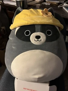 Squishmallows Rocky the Raccoon 16" Plush Yellow Flower Hat Spring Easter 2024 - Picture 1 of 2