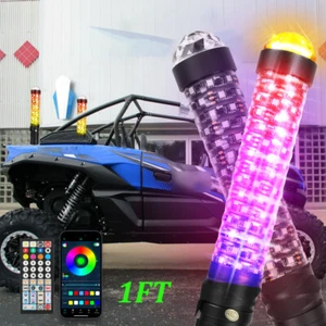 2X 1FT Spiral Fat LED RGB Whip Lights Chasing Antenna For Kawasaki Teyrx 750 800 - Bild 1 von 19