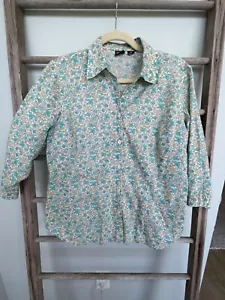 Saks Fifth Avenue Shirt Women's Size 14 - 3/4 Sleeve Floral Liberty Fabric - Picture 1 of 6