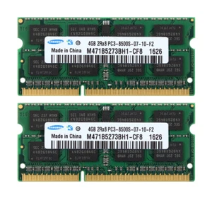 Samsung 8GB 4GB 2RX8 DDR3 1066 MHz PC3-8500S CL8 SODIMM Laptop RAM-Speicher - Bild 1 von 9
