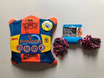Chuckit! Flying Squirrel Dog Toy Fetch Size Medium and Dukes Rope Dog Toy Bundle - Image 1 of 4