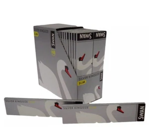 Full Box of 50 Booklets Swan Silver Kingsize Slim Cigarette Rolling Papers - Picture 1 of 1