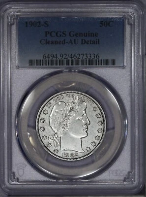 1902-S Barber Half Dollar 50c PCGS AU Details - Image 1 of 2