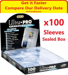 100 ULTRA PRO PLATINUM TRADING CARD 9 POCKET Sleeves Pages NBA AFL MTG POKEMON - Picture 1 of 5
