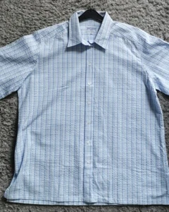 James Meade camicia check top classico elegante testurizzato manica corta uk 22 blu - Foto 1 di 6