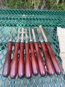 Vintage Craftsman 8pc USA Steel Wood Turning Chisel Set - Picture 1 of 14