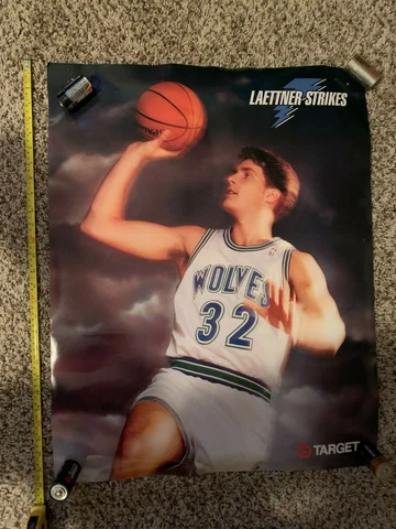 Vintage Target MN Timberwolves Poster Christian Laettner "Laettner Strikes" NBA Cover