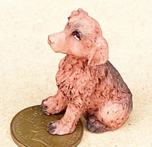 Brown Resin Sitting Dog Garden Pet 1:12 Scale Tumdee Dolls House Miniature Z16 - Picture 1 of 3