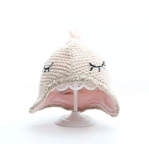 NEXT Girls Pink Acrylic Beanie One Size - Dinosaur design - Picture 1 of 10