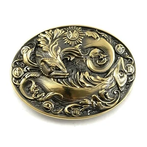 Pisces belt buckle, Horoscope Astrological Zodiac Sign solid brass belt buckle - Picture 1 of 19