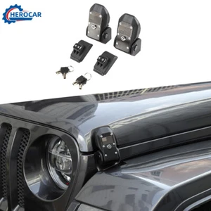 Locking Hood Latch Hood Catch W.Lock Cover for Jeep Wrangler JT JL 2018+Black - Picture 1 of 8