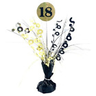 18Th Eighteenth Birthday Celebration Black & Gold Centrepiece Balloon Weight