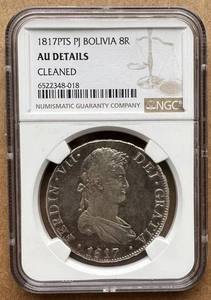 1817PTS PJ BOLIVIA 8R FERDINAND VII NGC AU DETAILS 1817 BOLIVIA 8 REALES SILVER - Picture 1 of 2