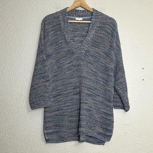 Suéter tejido pulóver de algodón j. jill para mujer talla pequeña azul jaspeado cuello en V - Imagen 1 de 9