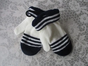 Baby Handschuhe Fäustlinge dunkelblau gestreift - Bild 1 von 1