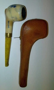 Pipe hollandaise en céramique et tube acrylique avec étui cuir | Bon état - Picture 1 of 6