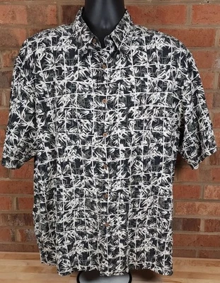 Pendleton Shirt Mens XL Black White Hawaiian Silk Cotton Short Sleeve Button Up - Image 1 of 4