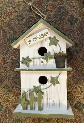 Casas para pájaros caseta para pájaros de madera y metal, nido para pájaros, casetas para pájaros para exterior/interior Foto 1 de 4