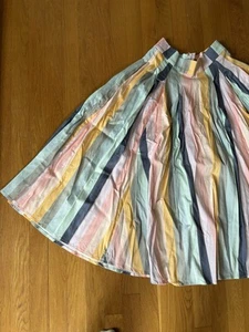 Unique Vintage Skirt By Bright And Beautiful Pastel Stripes Size Small - Picture 1 of 7