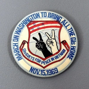 March on Washington Bring All the GIs Home Vets for Peace 1969 Cause Pin Button - Picture 1 of 5