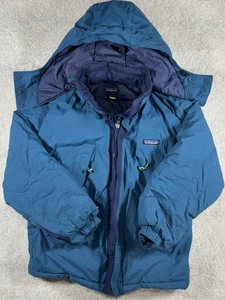 Vintage 90s Patagonia Jacket Kids 12 XL Blue Guide Parka Nylon Hooded Full Zip - Picture 1 of 12