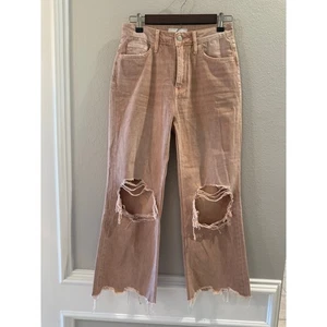 Vervet Jeans Kiss of California 90's High Rise Crop Flare Blush Distress Size 25 - Picture 1 of 7