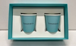 Tiffany & Co China Pair of 2 Paper Style Coffee Cups - Ceramic Collection - Picture 1 of 6