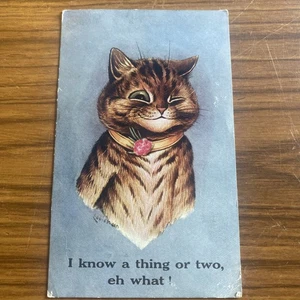 POSTAL ORIGINAL DE GATO ANTROPOMÓRFICO FIRMADA POR LOUIS WAIN, GUIÑANDO UN OJO. R - Imagen 1 de 5
