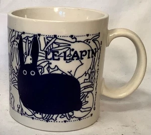 Taza de cerámica vintage Taylor & Ng Le Lapin Rabbit Orgy azul San Francisco - Imagen 1 de 6