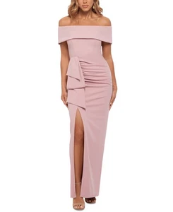 Xscape Women's Petite Off-The-Shoulder Draped Gown (Rose, 6P) - Imagen 1 de 6